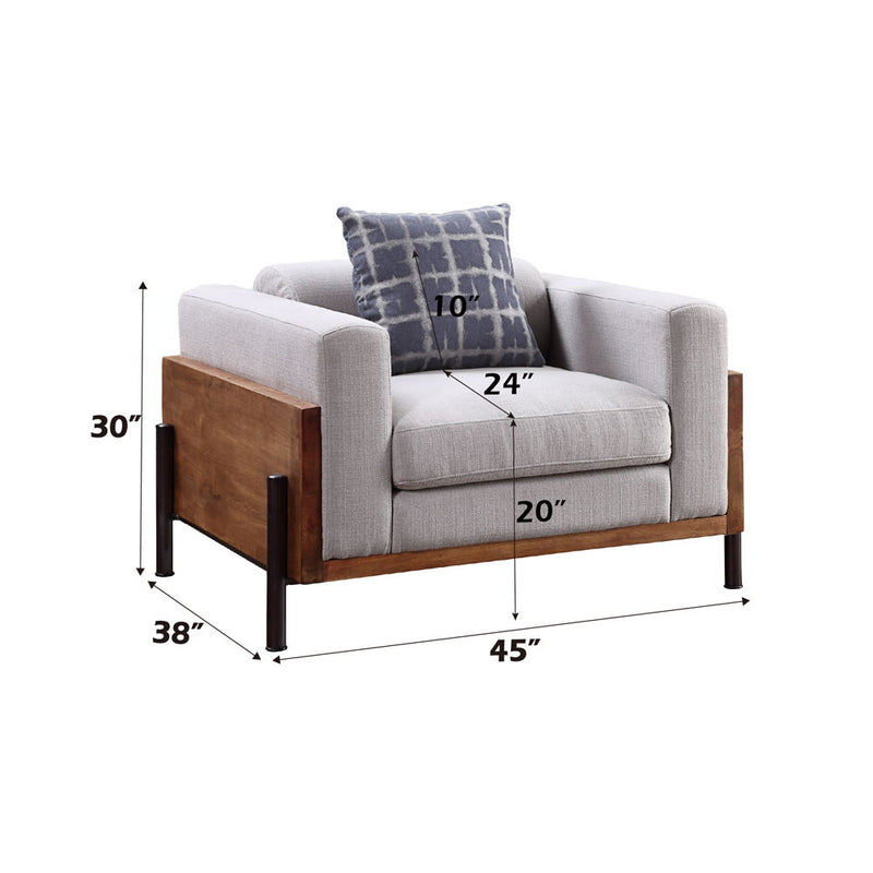 Pelton - Chair With Pillow - Fabric & Walnut