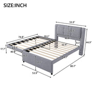 Upholstery Platform Bed With Trundle, Trundle Can Be Flat Or Erected - R&R Furniture Gallery (Fountain Valley, CA)