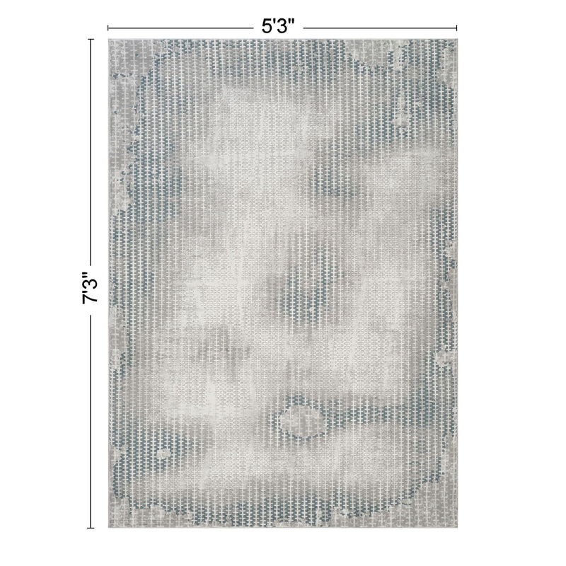 Geometrix - 5'3" X 7'3" Area Rug, Geometric 3D Effect - Ivory / Gray - R&R Furniture Gallery (Fountain Valley, CA)