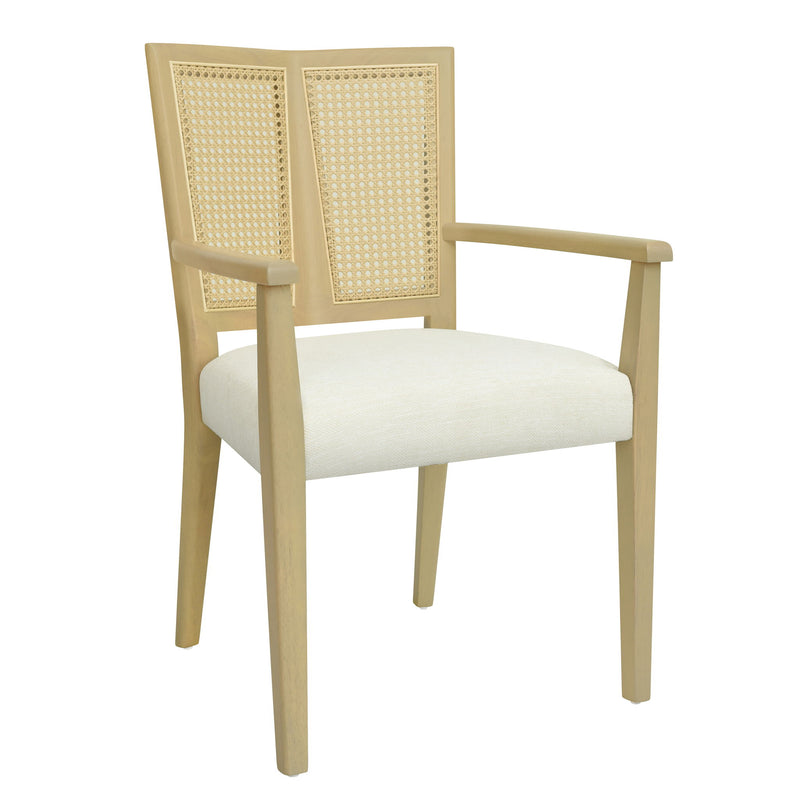 Mid Century Modern Arm Dining Chairs With Rattan Backrest - R&R Furniture Gallery (Fountain Valley, CA)
