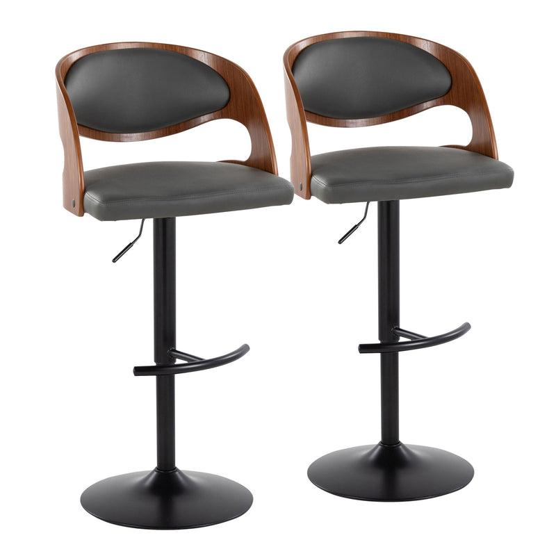 Lumi Source Pino mid-century modern adjustable barstools with swivel, rounded T-footrest, set of 2 for stylish seating.