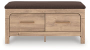 Kinlanni - Bedroom Upholstered Storage Bench - Tan / Brown - R&R Furniture Gallery (Fountain Valley, CA)