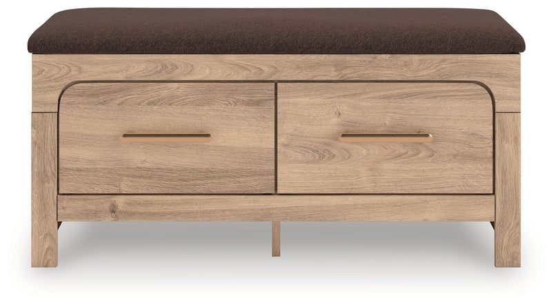Kinlanni - Bedroom Upholstered Storage Bench - Tan / Brown - R&R Furniture Gallery (Fountain Valley, CA)