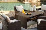 Easy Isle - RECT Multi-Use Table - Dark Brown / Beige - R&R Furniture Gallery (Fountain Valley, CA)