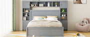DreamHaus cabinet bed with integrated shelf, storage cabinet, and built-in sockets, showcasing a modern multifunctional bedroom solution.