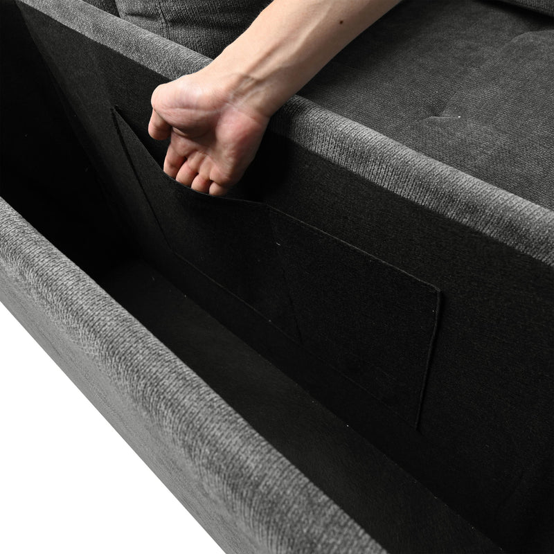 L Shaped Couch With Pull Out Bed And Storage Sectional Sleeper Sofa With Hidden Storage, Wide Armrest With Storage, For Living Room, Apartment, Bedroom, Office - R&R Furniture Gallery (Fountain Valley, CA)