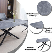 Hester - Ceramic Top Dining Table - Gray & Black - R&R Furniture Gallery (Fountain Valley, CA)