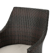 Noble House Hillhurst outdoor chair set with weather-resistant cushions, featuring two comfortable, stylish patio chairs.
