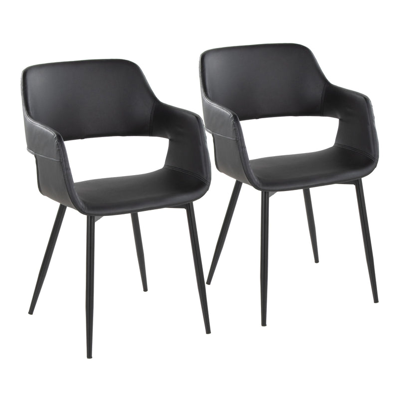 Set of two Lumi Source Margarite mid-century modern dining chairs with sleek wooden legs and upholstered seats.