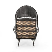 Noble House outdoor wicker standing basket accent chair with cushion, featuring a cozy seat and stylish design for outdoor relaxation.