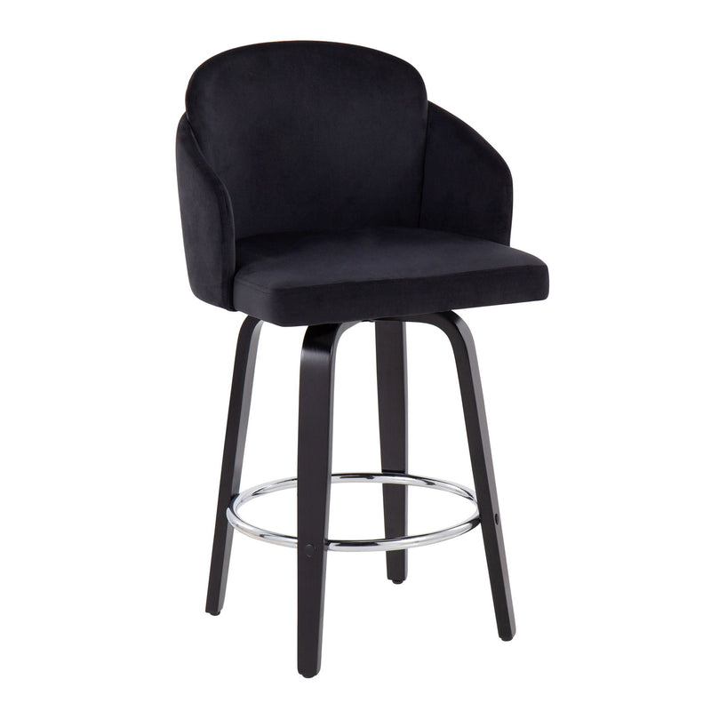 Set of two Lumi Source Dahlia contemporary counter stools with round footrests and sleek modern design.