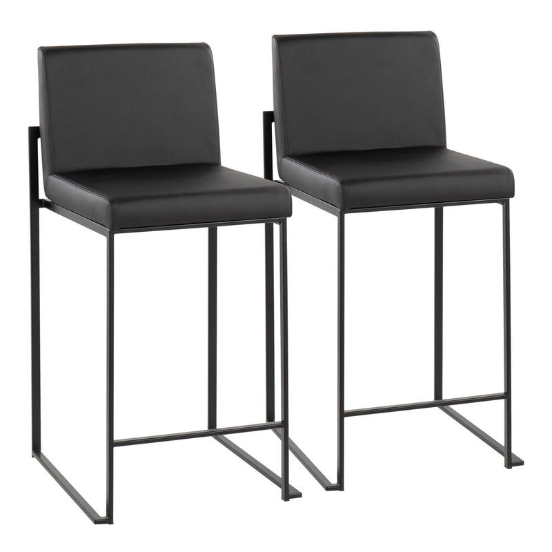 Lumi Source Fuji contemporary modern high back counter stool with sleek design and wooden legs, perfect for stylish kitchen or bar areas.