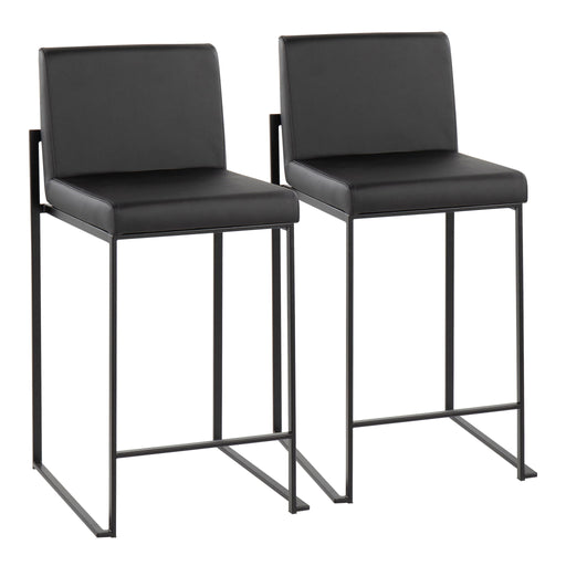 Lumi Source Fuji contemporary modern high back counter stool with sleek design and wooden legs, perfect for stylish kitchen or bar areas.