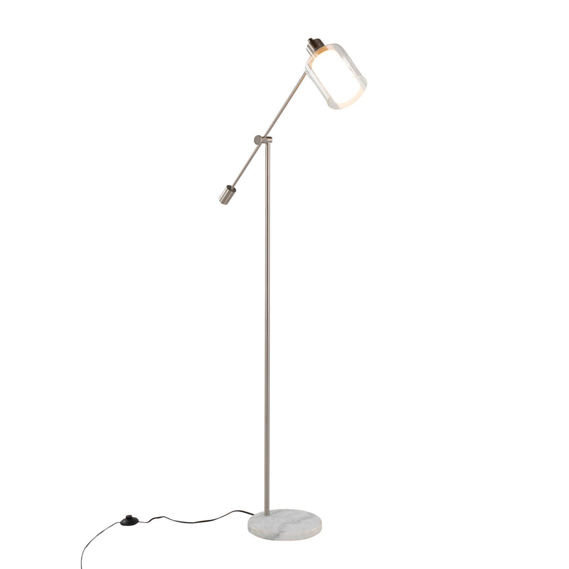 Lumi Source Marcel contemporary glam floor lamp with sleek metal stand and stylish shade, ideal for modern living rooms.