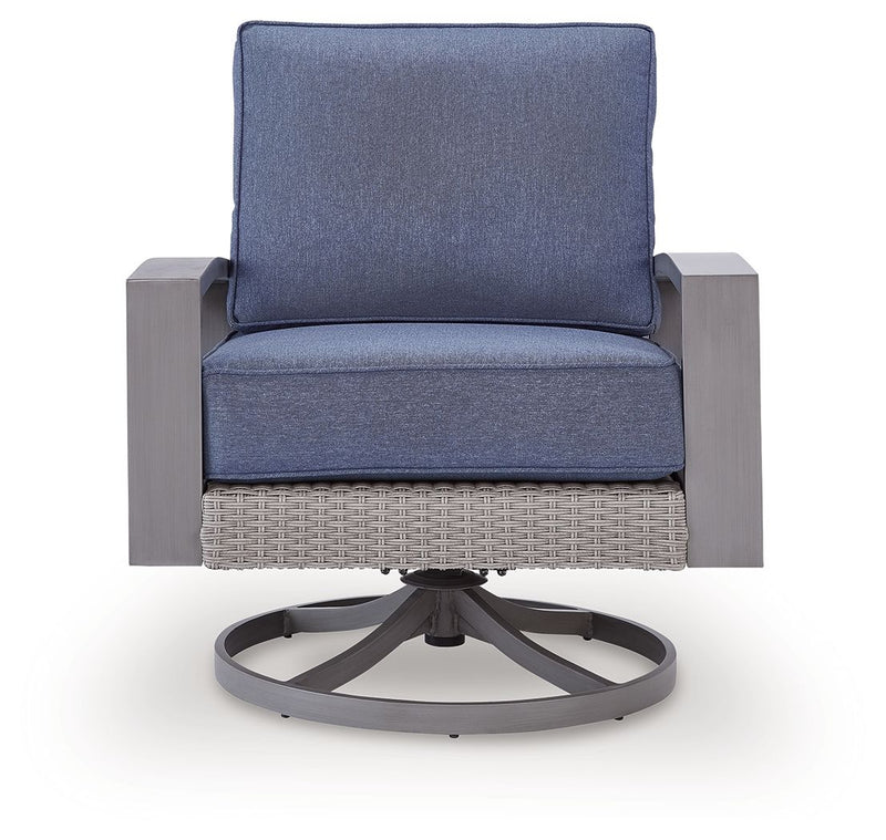 Half Moon Beach - Swivel Lounge With Cushion - Blue / Gray - R&R Furniture Gallery (Fountain Valley, CA)