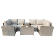 Outdoor Wicker Sectional With Weather Resistant Cushions And Table - R&R Furniture Gallery (Fountain Valley, CA)
