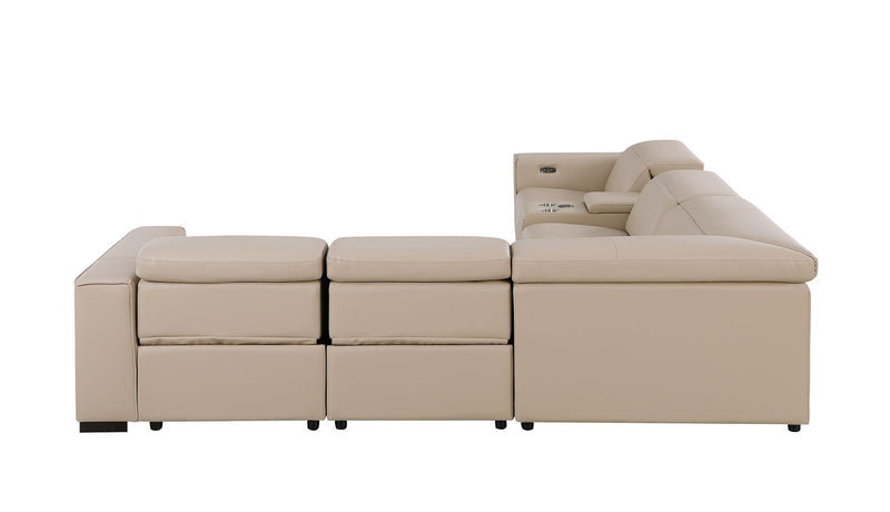 1208 - 6-Piece L-Shaped Leather Reclining Sectional With 3 Power Recliners
