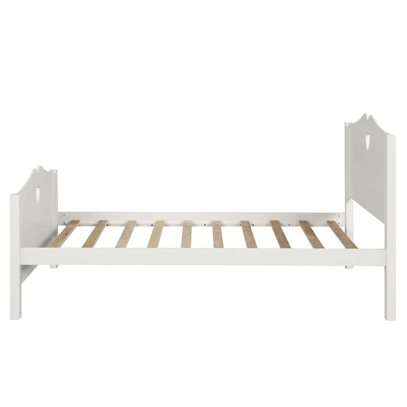 DreamHaus platform bed with slat support, featuring a headboard and footboard, shown in a modern bedroom setting.