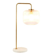 Haven - Clear Table Lamp, Button Control - Gold / White / White Marble - R&R Furniture Gallery (Fountain Valley, CA)