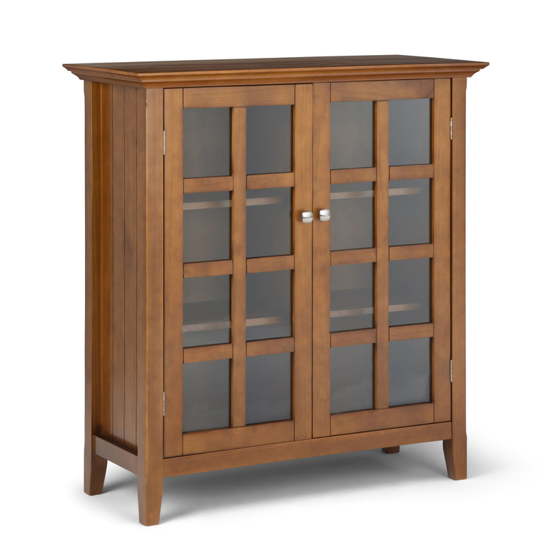 Handcrafted Acadian medium storage cabinet by Simpli-Home, featuring natural wood finish and accent cabinet design.