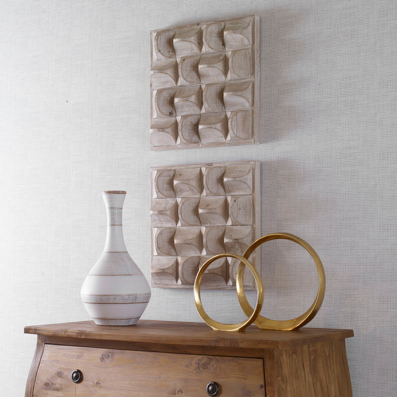 Wood wall decor by Uttermost featuring natural Pickford design with textured wooden panels for stylish home decoration.