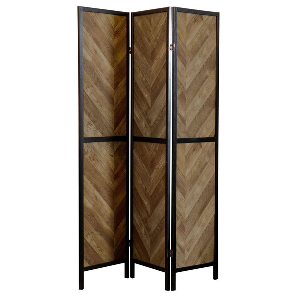 Herringbone - 3 Panel Screen - Brown