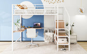Loft Bed With Desk And Grid, Stylish Frame With Lateral Storage Ladder And Wardrobe - R&R Furniture Gallery (Fountain Valley, CA)