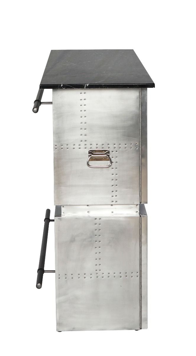 Brancaster - Bar Table With Marble Top - Marble Top & Aluminum - R&R Furniture Gallery (Fountain Valley, CA)