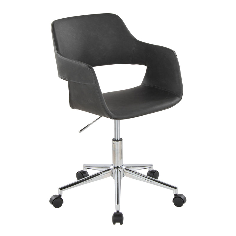 Lumi Source Margarite contemporary office task chair with black upholstery and adjustable armrests, suitable for modern desks.