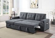 Toby - Woven Fabric Reversible Sleeper Sectional Sofa With Storage Chaise Cup Holder Charging Ports And Pockets - R&R Furniture Gallery (Fountain Valley, CA)