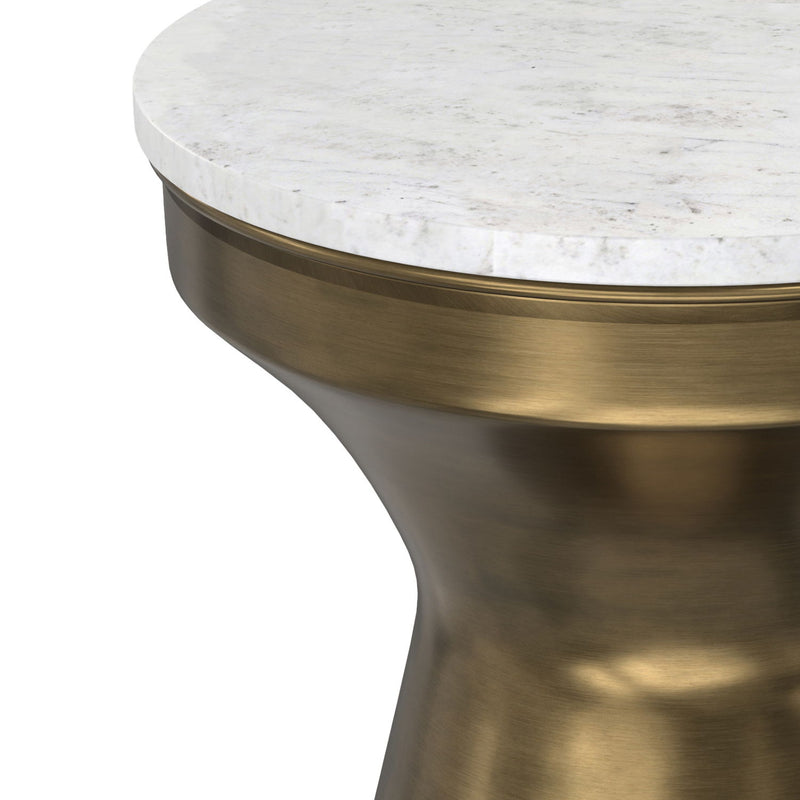 Raquel - Side Table - Antique Brass / White - R&R Furniture Gallery (Fountain Valley, CA)