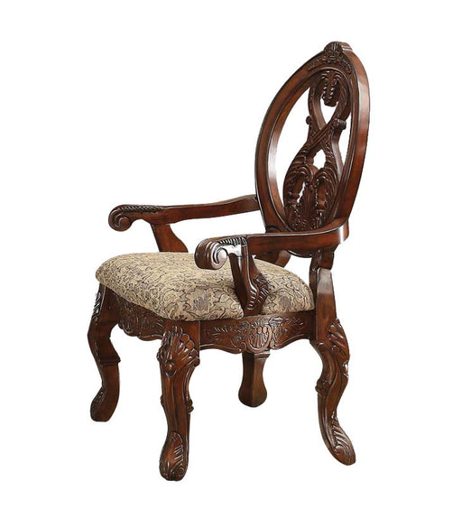 Rovledo - Arm Chair (Set of 2) - Pattern Fabric & Cherry - R&R Furniture Gallery (Fountain Valley, CA)