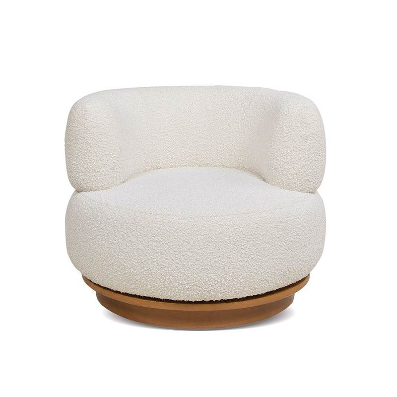 Fuji - 360 Swivel Low Barrel Back Accent Chair - Ivory White - R&R Furniture Gallery (Fountain Valley, CA)