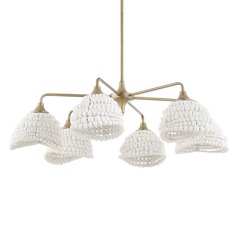 Uttermost Biddeford 6-light beaded pendant in white, showcasing elegant hanging pendant lighting with beaded design.