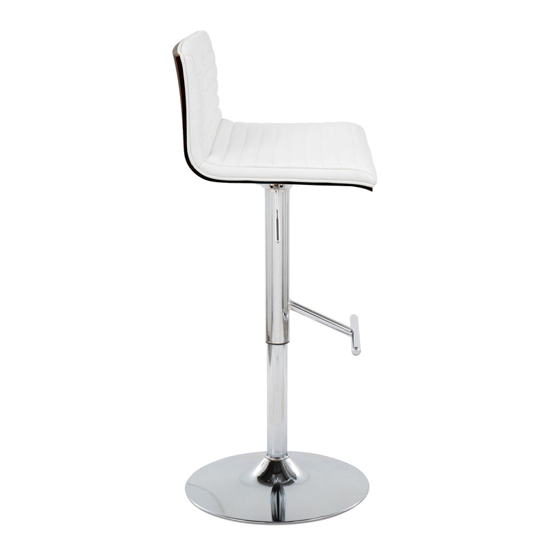 Lumi Source Mason contemporary adjustable barstools with swivel, straight T-footrest, set of 2, featuring modern design and wood finish.