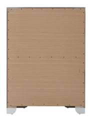 White accent storage chest by Glory Furniture with a sleek, modern design and sturdy construction for versatile home organization.