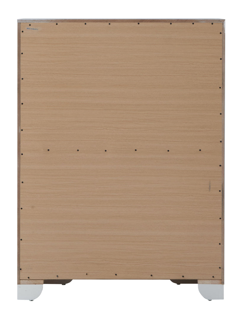 White accent storage chest by Glory Furniture with a sleek, modern design and sturdy construction for versatile home organization.