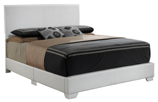 Upholstered platform bed with plush headboard by Glory Furniture, perfect for relaxed, modern bedroom spaces.