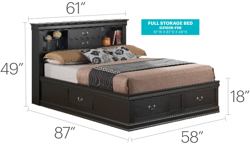 Traditional Style Bookcase Storage Bed - R&R Furniture Gallery (Fountain Valley, CA)