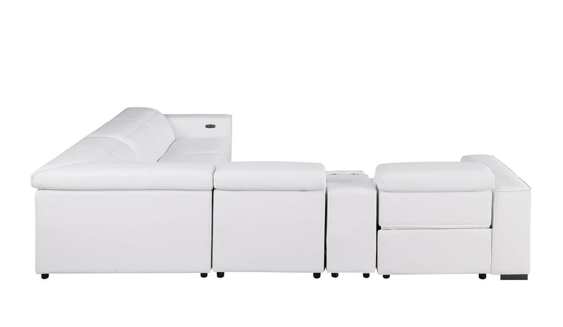 1208 - 6-Piece L-Shaped Leather Reclining Sectional With 3 Power Recliners