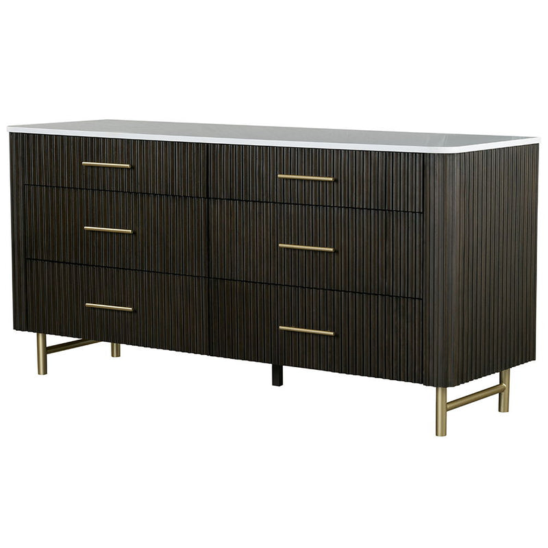 Clayten - Dresser - Marble Top & Espresso - R&R Furniture Gallery (Fountain Valley, CA)
