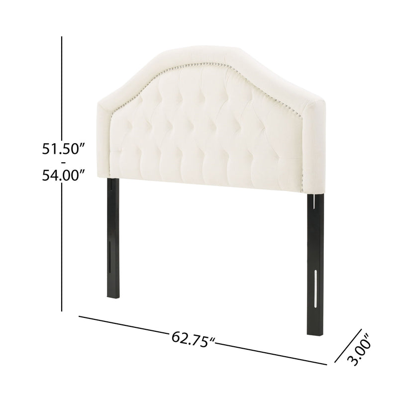 Contemporary tufted fabric headboard in neutral tones from Noble House, showcasing plush upholstery and modern design.