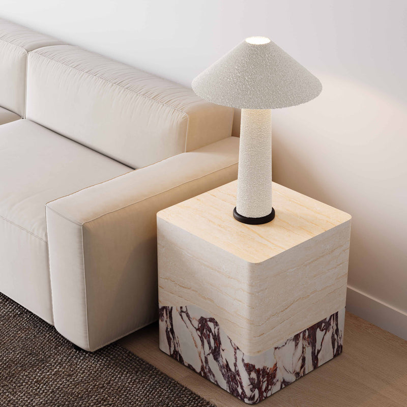 Brut - Concrete Indoor / Outdoor Side Table - Travertine & Breccia - R&R Furniture Gallery (Fountain Valley, CA)