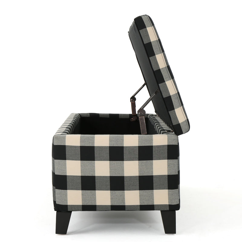 Black Noble House contemporary storage ottoman with seating and hidden storage space, ideal for living room or bedroom.