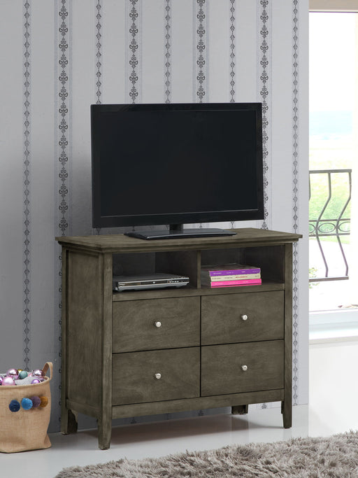 Glory Furniture Hammond media chest with storage, featuring a charming design and multiple drawers for media organization.