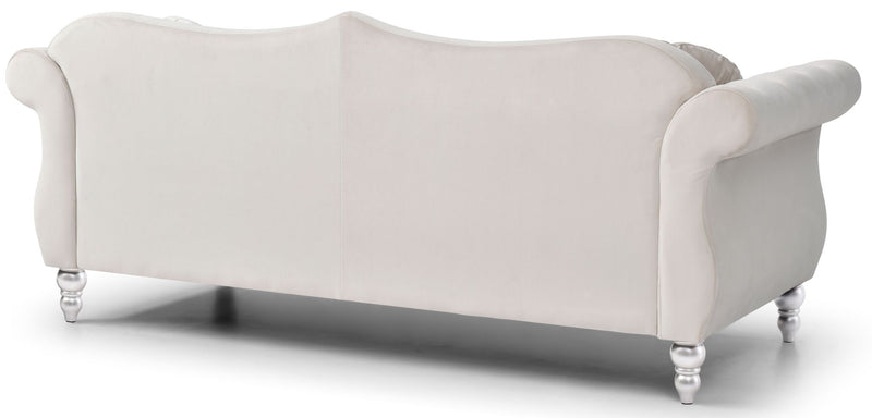 Glory Furniture Hollywood stationary sofa with plush cushions and modern design in a cozy living room setting.