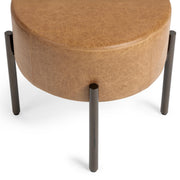 Classic Home Aimie accent stool with a wooden top and metal legs, stylish and versatile for living room or bedroom decor.