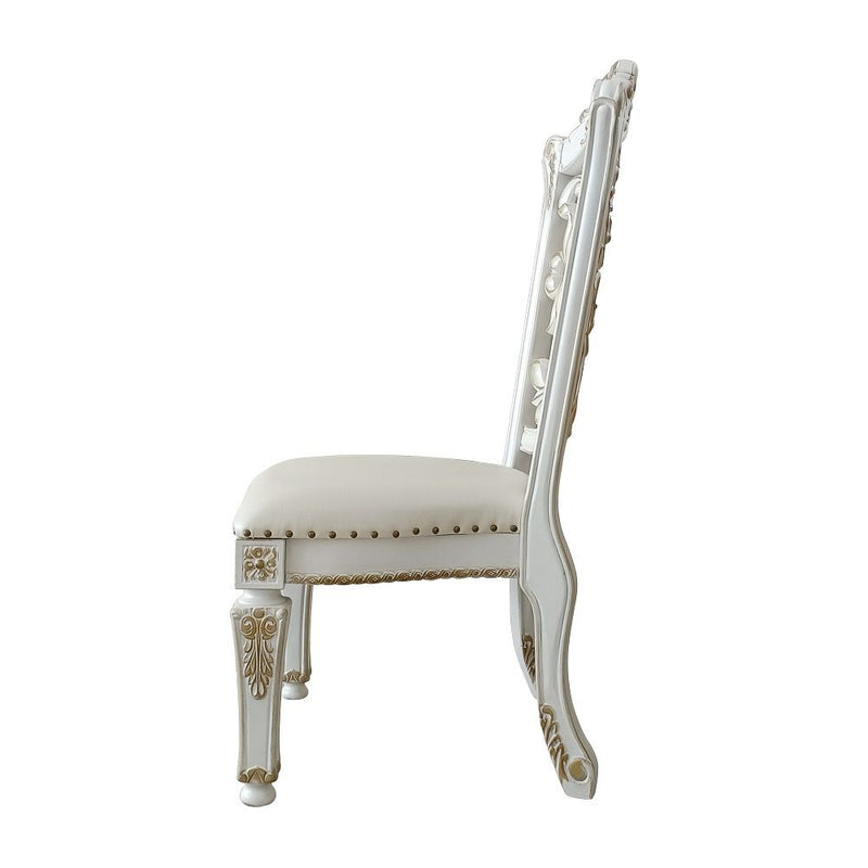 Vendome - 48" Side Chair (Set of 2) - Synthetic Leather & Antique Pearl - R&R Furniture Gallery (Fountain Valley, CA)