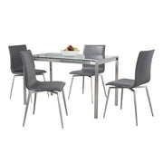 Lumi Source Fuji Mason 5-piece upholstered swivel dining set with glass table and modern chairs, ideal for contemporary dining rooms.