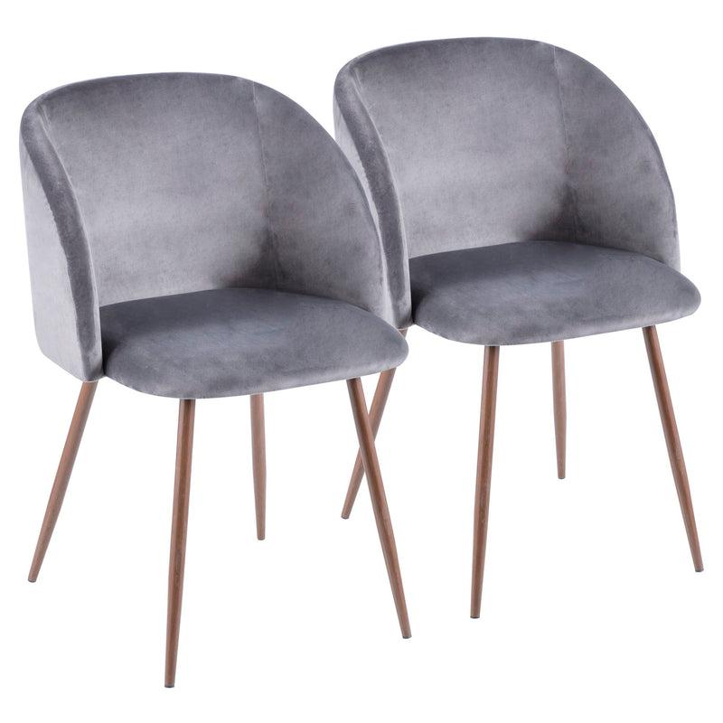 Set of two Lumi Source Fran contemporary dining chairs with sleek modern design, featuring cushioned seats and stylish wooden legs.